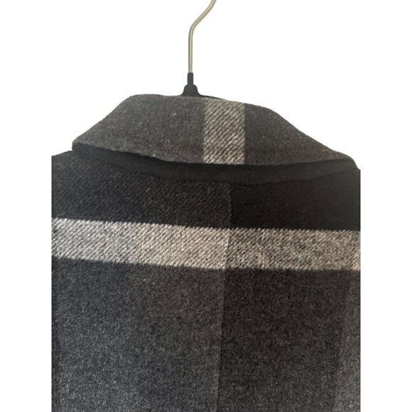 ZARA Womens Medium Gray & Black Plaid Wool Blend Coat - Picture 11 of 16
